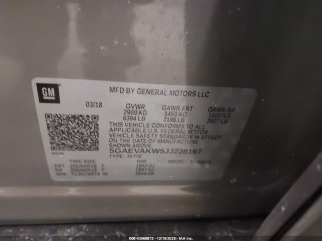 Продаж на аукціоні авто 2018 Buick Enclave Essence, vin: 5GAEVAKW5JJ228197, номер лоту: 43968672