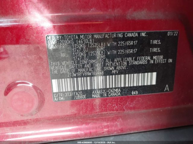 2022 TOYOTA RAV4 2T3W1RFV8NW189448 Photo 8