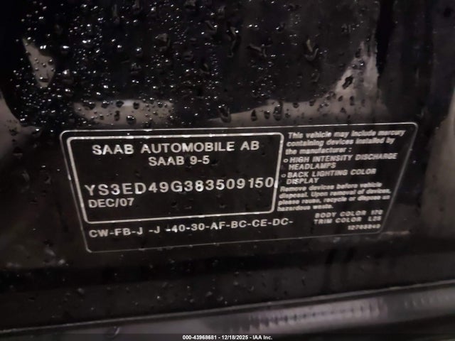 2008 SAAB 9-5 YS3ED49G383509150 Photo 8