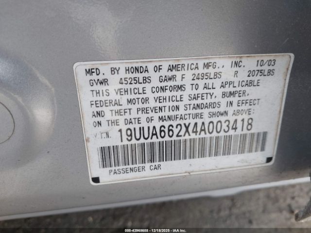 2004 ACURA TL 19UUA662X4A003418 Photo 8