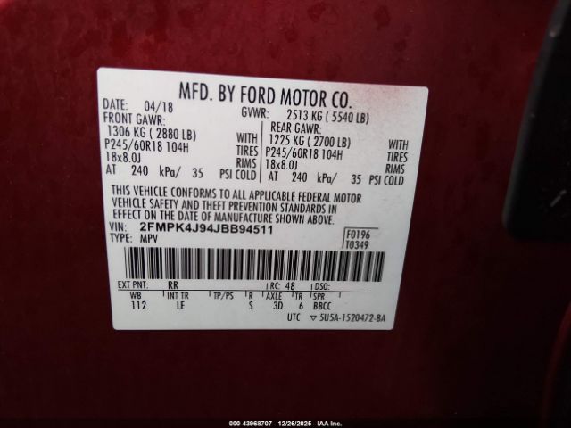 2018 FORD EDGE 2FMPK4J94JBB94511 Photo 8