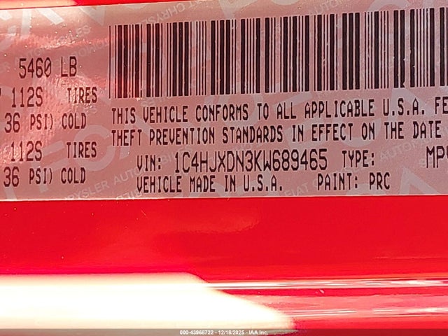 2019 JEEP WRANGLER UNLIMITED 1C4HJXDN3KW689465 Photo 8