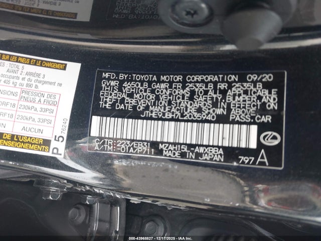 JTHE9JBH7L2035940 Lexus Ux 250h F Sport