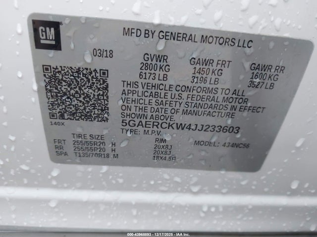 5GAERCKW4JJ233603 Buick Enclave Premium
