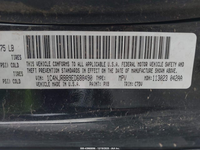 2014 Jeep Patriot Sport მანქანა იყიდება აუქციონზე, vin: 1C4NJRBB9ED688490, აუქციონის ნომერი: 43968896