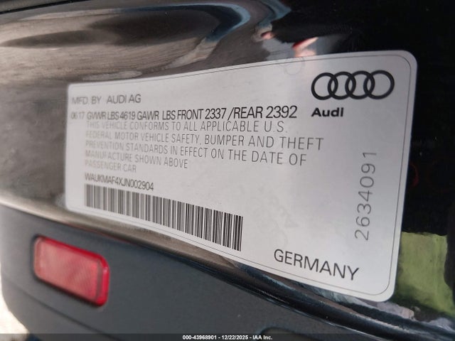 Продажа на аукционе авто 2018 Audi A4 2.0t Tech Ultra Premium/2.0t Ultra Premium, vin: WAUKMAF4XJN002904, номер лота: 43968901