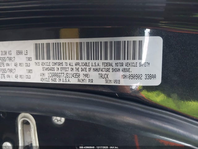 1C6RR6GT7JS114350 RAM 1500 Slt 4x2 6&#039;4 Box