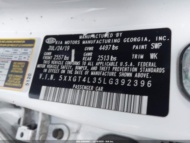 KIA Optima Lx 2020 5XXGT4L35LG392396 Image 9