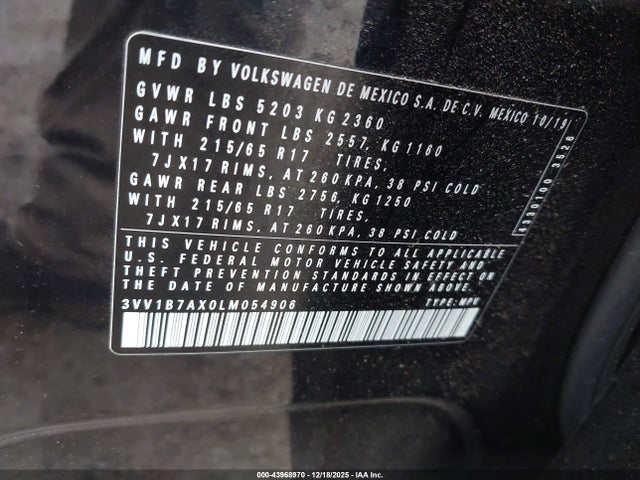 2020 VOLKSWAGEN TIGUAN 3VV1B7AX0LM054906 Photo 8