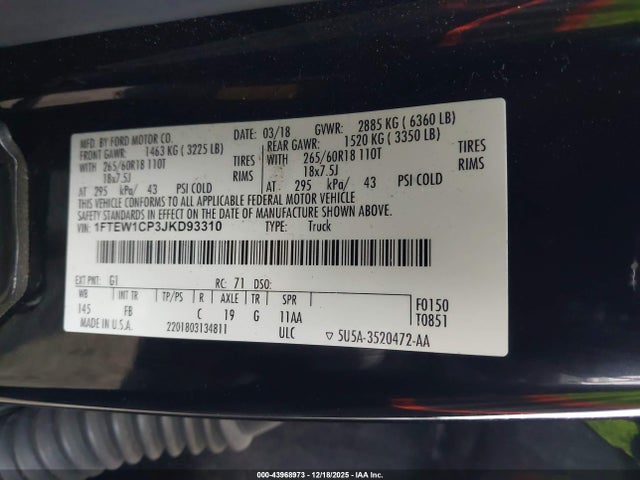 Ford F-150 Xlt 2018 1FTEW1CP3JKD93310 Image 9