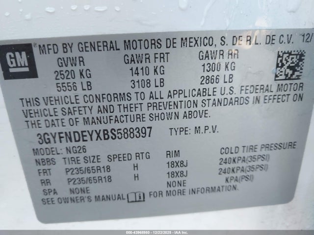 2011 CADILLAC SRX 3GYFNDEYXBS588397 Photo 8