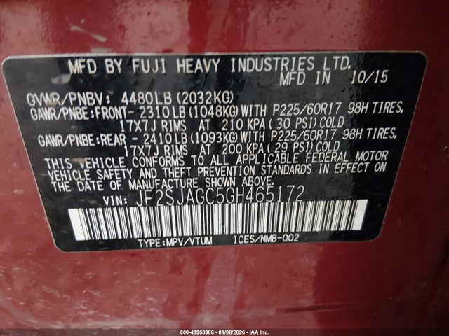 Subaru Forester 2.5i Premium 2016 JF2SJAGC5GH465172 Image 9