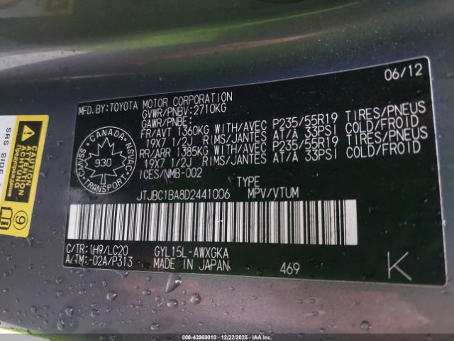 2013 LEXUS RX 450H JTJBC1BA8D2441006 Photo 8