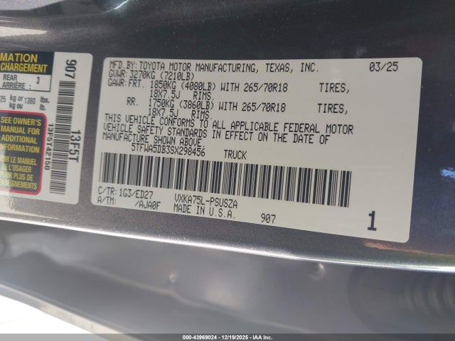 5TFWA5DB3SX298456 Toyota Tundra Sr5