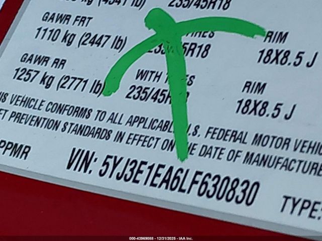 2020 TESLA MODEL 3 5YJ3E1EA6LF630830 Photo 8