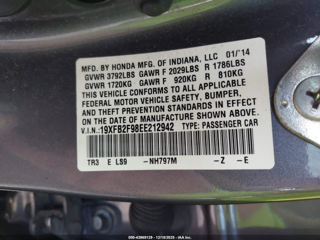 Honda Civic Ex-l 2014 19XFB2F98EE212942 Image 9