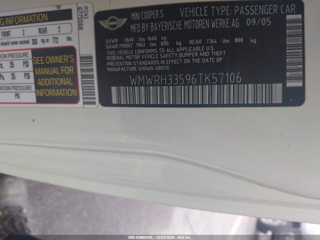 2006 MINI COOPER S WMWRH33596TK57106 Photo 8