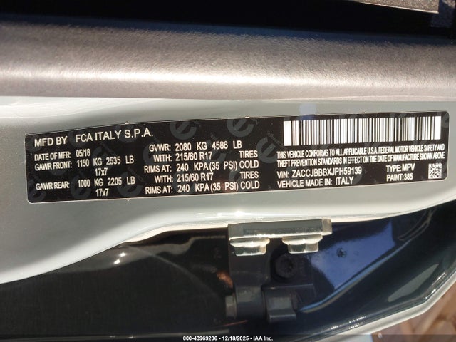 ZACCJBBBXJPH59139 Jeep Renegade