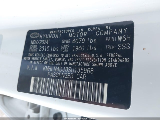 KMHLN4DJ8SU135968 Hyundai Elantra Hybrid Limited