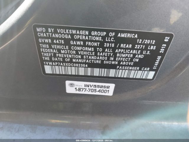 2013 VOLKSWAGEN PASSAT 1VWAP7A3XDC082354 Photo 8