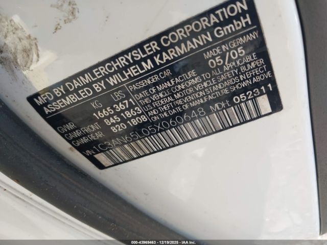 2005 CHRYSLER CROSSFIRE 1C3AN65L05X060648 Photo 8