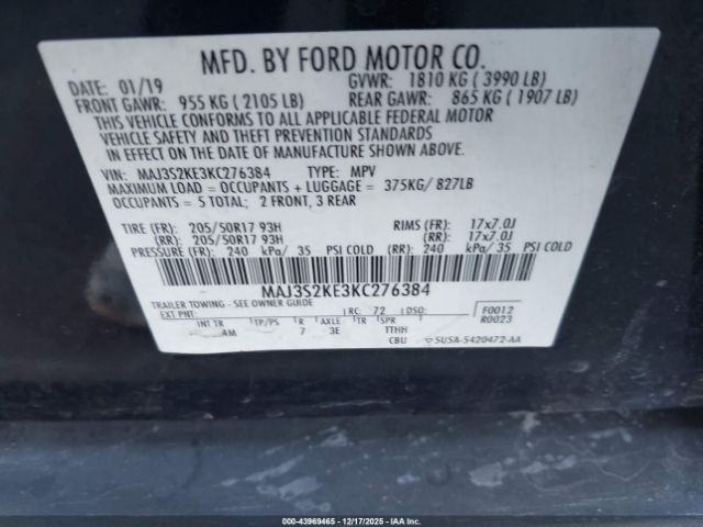 2019 FORD ECOSPORT MAJ3S2KE3KC276384 Photo 8
