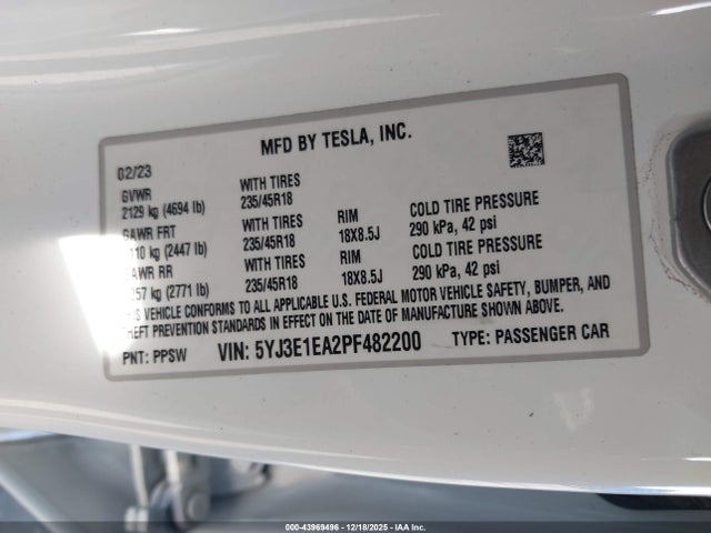2023 TESLA MODEL 3 5YJ3E1EA2PF482200 Photo 8