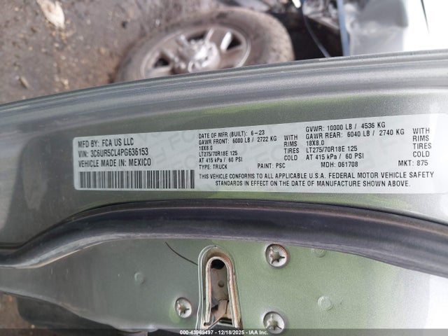 43969497 :رقم المزاد ، 3C6UR5CL4PG636153 vin ، 2023 Ram 2500 Tradesman  4x4 6'4 Box مزاد بيع