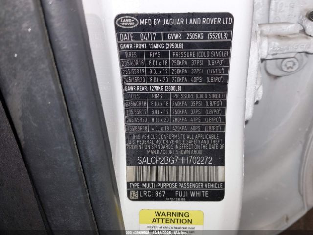 2017 LAND ROVER DISCOVERY SPORT SALCP2BG7HH702272 Photo 8