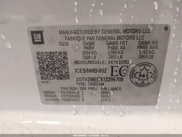 GMC Sierra 1500 Sle 2018 1GTV2MEC9JZ296708 Image 9