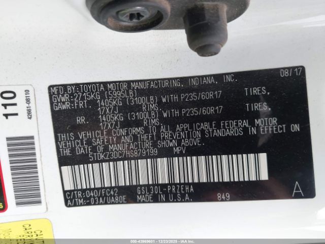 2017 TOYOTA SIENNA 5TDKZ3DC7HS879199 Photo 8