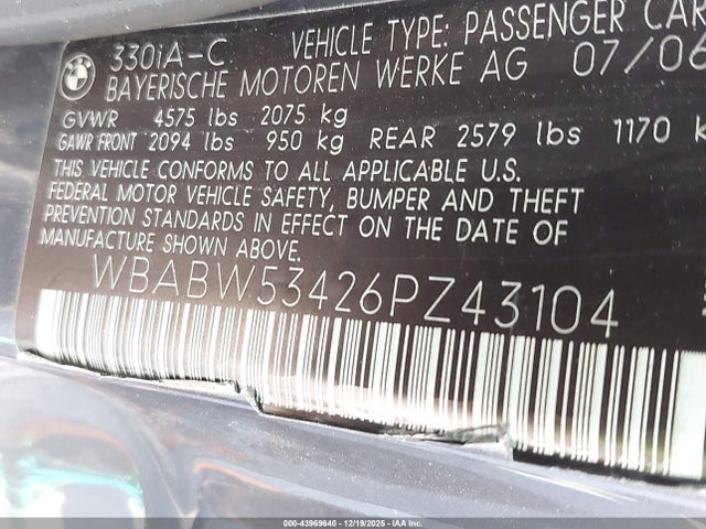 2006 BMW 330CI WBABW53426PZ43104 Photo 8