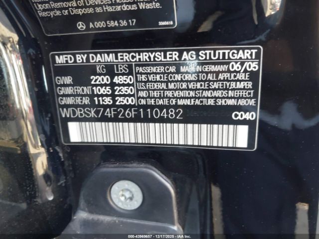 2006 MERCEDES-BENZ SL-CLASS WDBSK74F26F110482 Photo 8