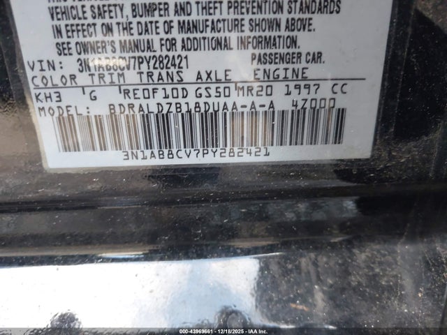 3N1AB8CV7PY282421 Nissan Sentra Sv Xtronic Cvt