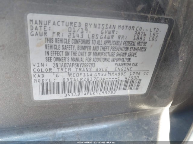 Nissan SENTRA SR 2019 3N1AB7AP6KY299783 Image 9