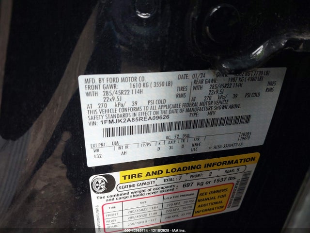 Ford Expedition Limited Max 2024 1FMJK2A85REA09626 Image 9