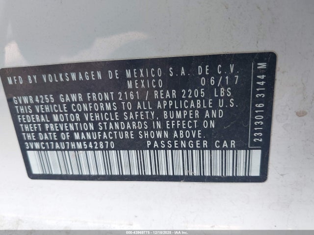 3VWC17AU7HM542870 Volkswagen Golf Sportwagen Tsi S/tsi Se/tsi Sel