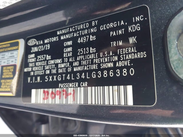 5XXGT4L34LG386380 KIA Optima Lx