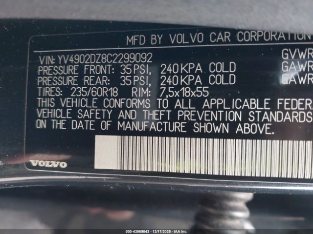 2012 VOLVO XC60 YV4902DZ8C2299092 Photo 8