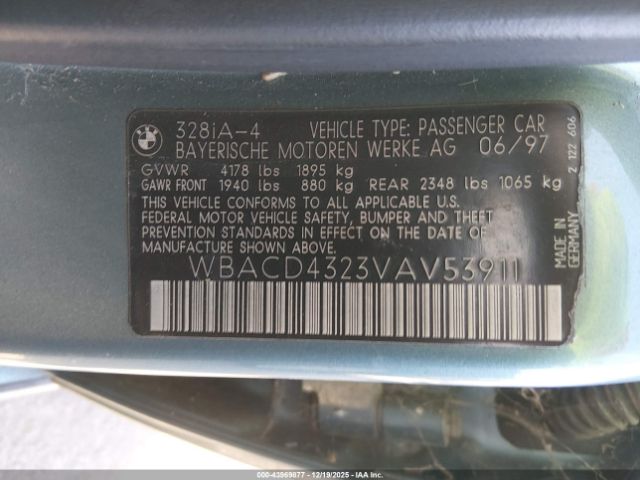 1997 BMW 328I WBACD4323VAV53911 Photo 8