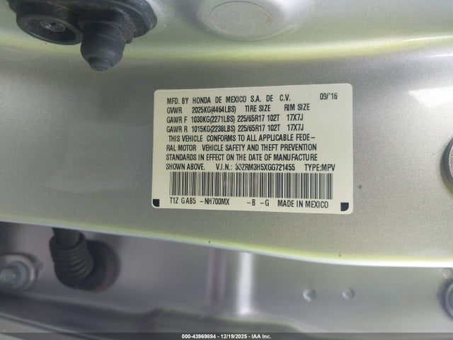 3CZRM3H5XGG721455 Honda CR-V EX