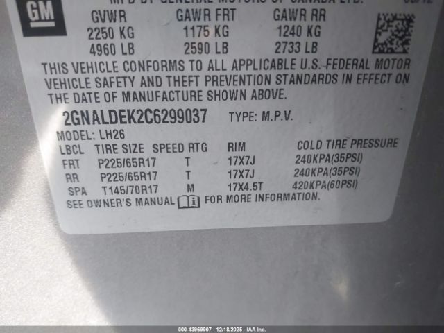 2012 CHEVROLET EQUINOX 2GNALDEK2C6299037 Photo 8
