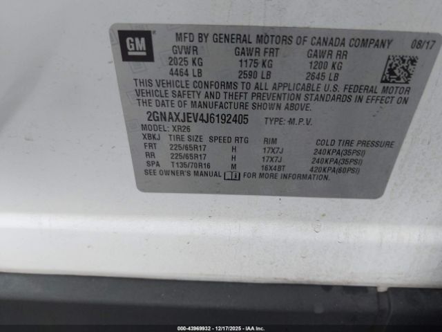 2018 CHEVROLET EQUINOX 2GNAXJEV4J6192405 Photo 8