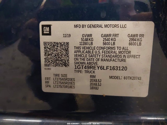 1GT49REY6LF163120 GMC Sierra 2500hd 4wd Standard Bed Denali