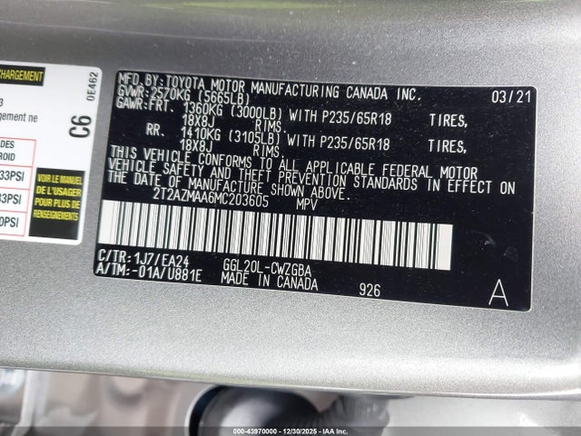 2021 Lexus Rx 350 მანქანა იყიდება აუქციონზე, vin: 2T2AZMAA6MC203605, აუქციონის ნომერი: 43970000