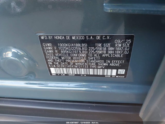 3CZRZ1H5XTM721733 Honda Hr-v 2wd Sport