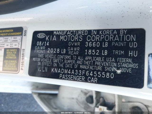 KIA RIO LX 2015 KNADM4A33F6455580 Image 9