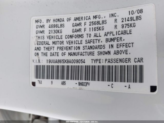 2009 ACURA TL 19UUA865X9A009054 Photo 8