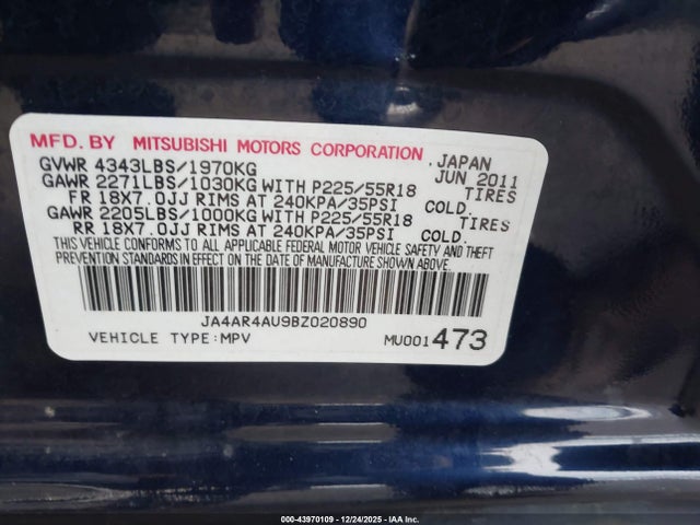 2011 MITSUBISHI OUTLANDER SPORT JA4AR4AU9BZ020890 Photo 8