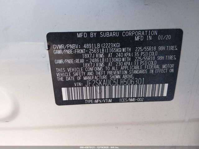 2020 SUBARU FORESTER JF2SKAUC5LH506301 Photo 8
